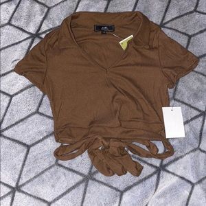 Brown crop top wrap around waist.